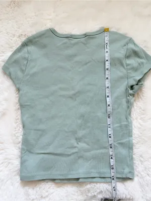 Reformation Ribbed Short Sleeve Tee XS - Green thumbnail 2