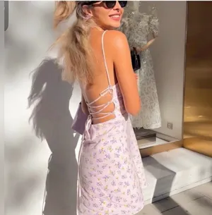 New Zara Lilac Disty Floral Open Laced Up Back thumbnail 4