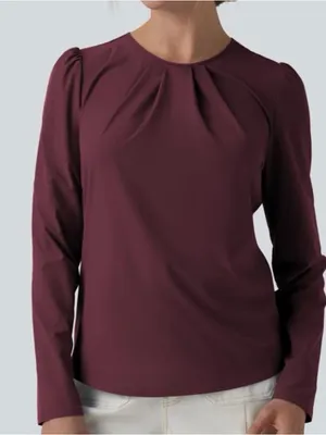 Halara Breezeful™ Round Neck Long Sleeve Keyhole Back Quick Dry Casual Top thumbnail 1