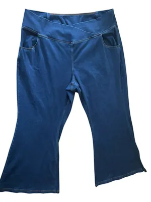 Halara Flex High Waisted Crossover Denim Stretch Pant Sz 3XP Flare Hem Comfort thumbnail 3