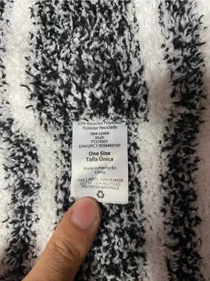 Cozy Black & White Striped Women’s Sweater Cardigan Poncho thumbnail 2