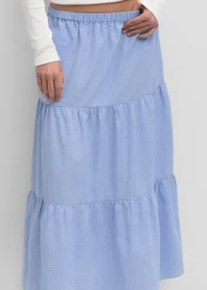 Mod Ref Emilie Tiered Blue Gingham Midi Skirt Size Small thumbnail 1