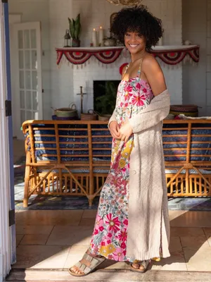 Natural Life Patti Side Slit Maxi Dress Boho Summer Floral Medium thumbnail 2