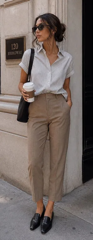 GAP Cropped Tailored Ankle Pants in Taupe thumbnail 1