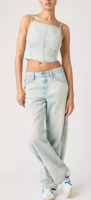 New Levi's Premium 25x32 Baggy Dad Barrel Women's Jeans Cielito Lindo Acid Light thumbnail 1