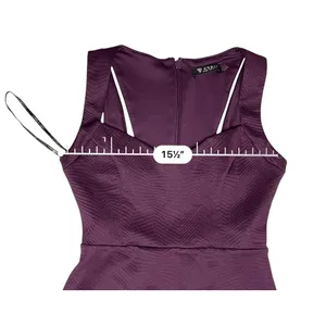 Guess Plum Purple Sweetheart Neck Sheath Dress Asymmetrical Scuba Embossed sz 2‎ thumbnail 5