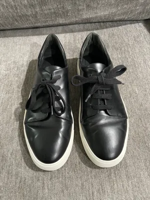Vince Black Leather Sneakers Size 9 thumbnail 3