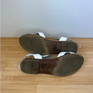 Steve Madden Bayle-R White Sandals Vegan Leather Silver Hardware Size 9.5 thumbnail 7