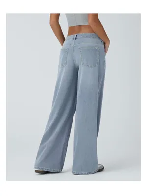 Halara Small low rise Asymmetric Waistband Light Blue Wash Small thumbnail 3