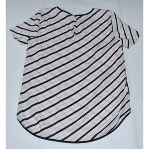 Ann Taylor Short Sleeve White Blouse and Black Stripes Size Small thumbnail 2
