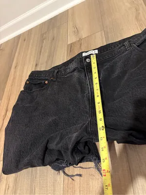 Abercrombie & Fitch High Rise 90’s Relaxed Cropped‎ Jeans raw hem black 36/22R thumbnail 8
