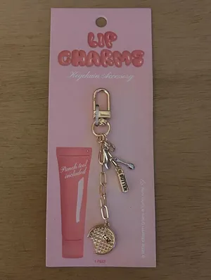 Free with bundle purchase new Lip Gloss Balm Tube Charm Keychain Gold thumbnail 1