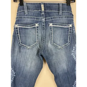 ARIAT R.E.A.L. Skinny Jeans Women’s 26R Low Rise Denim Frayed Hem Blue thumbnail 13