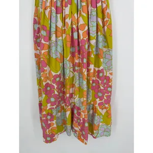 S/W/F En-Flowered Midi Dress Medium Pink‎ Floral Retro Mod Boho Sundress Cotton thumbnail 6