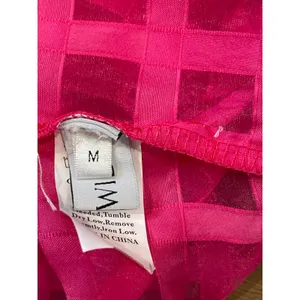 ChicWish Pink Dress with Solid & Sheer Checkered Overlay Halter Ruffle Neck Sz M thumbnail 3