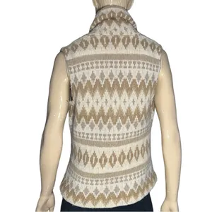 Ralph Lauren Women’s Size M Southwestern Aztec Cream Tan Horn Wool Sweater Vest thumbnail 5