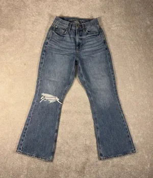 american eagle flare highest rise‎ 90s flare Distressed 0 short thumbnail 1