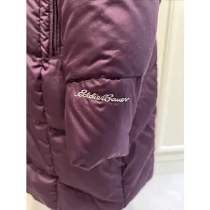 Eddie Bauer Quilted Down Puffer Parka Jacket Purple Long Faux Fur Hood EB650 thumbnail 6