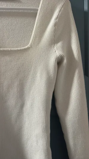 White Bodysuit Abercrombie Long Sleeve Ribbed thumbnail 3