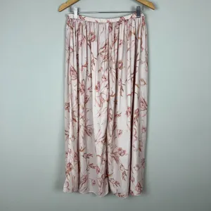 T Tahari Maxi Skirt Womens Large Cream‎ Pink Floral A-Line Stretch Lightweight L thumbnail 7