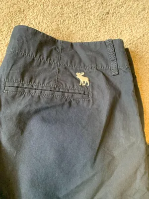 Abercrombie & Fitch Mens Navy Blue Casual Chino Shorts Moose Logo Embroidery thumbnail 3