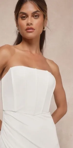 LULU's Wedding Bridal Elegant Sexy Corset Bustier Sophisticated Maxi Gown thumbnail 1