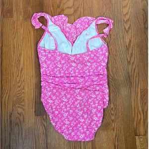 Lilly Pulitzer‎ Pink Gingham Floral Ruffle Wrap One Piece Swimsuit size 14 thumbnail 2