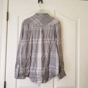 Calvin Klien Gray Plaid Button Up Top thumbnail 2