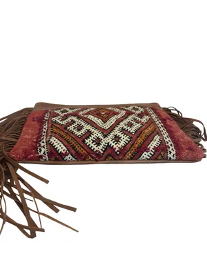 Gift From Morocco Brown Faux Leather Clutch Bag Purse Fringe Handbag Vegan thumbnail 13