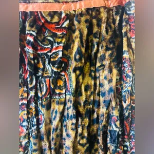Chandry Kc Boho Velvet Animal Print Midi Skirt Nwt! Fall Style thumbnail 3