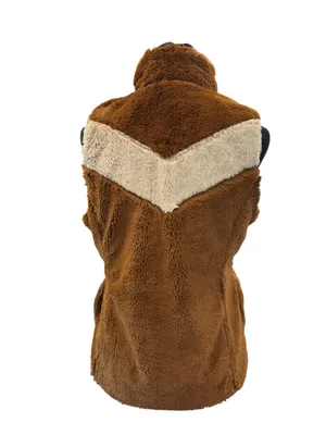 Patagonia High Pile Faux Fur Vest Gorpcore Brown Chevron Full Zip Layering M thumbnail 7