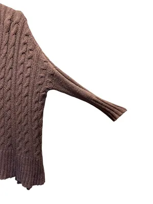 Free People Easy Cable Oversized Sweater Mocha Size L Boho Hippie Cottagecore thumbnail 9
