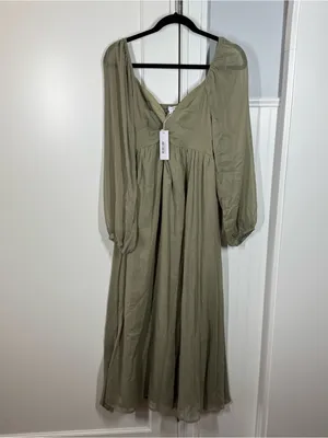 Baltic born Dione midi dress dusty Olive green size medium‎ nwt wedding event thumbnail 2