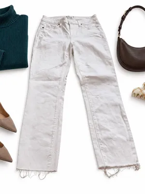 PAIGE Women’s 26 White Mid Rise Ankle Skinny Jeans Raw Frayed Hem Stretch Denim thumbnail 1