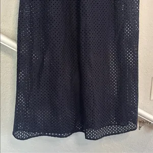 Ann Taylor Navy Blue Strapless Maxi Dress Resortwear Mesh Beachy Vacation Preppy thumbnail 6
