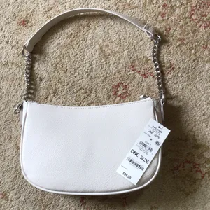 INC Satchel Style Bag silvertone chain strap in Bone 9.5” x 6” x 1.75” thumbnail 3