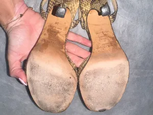 Jimmy Choo Metallic Gold Snakeskin Stiletto Slingbacks thumbnail 5