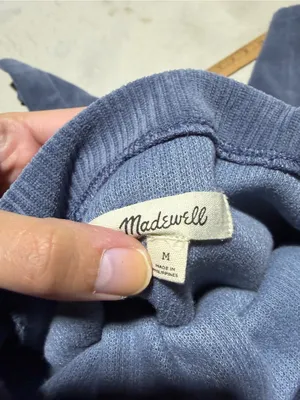 Madewell blue Ribbed Mock Neck Long Sleeve blouse medium thumbnail 9