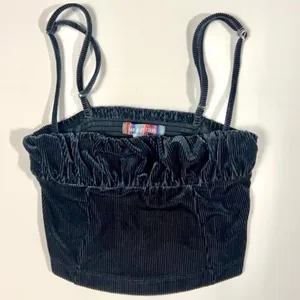 Urban Outfitters Eden Navy Blue Ruched Corduroy Corset Cami Top Small thumbnail 2