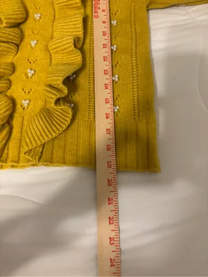 Industry M Mustard Yellow Pearl Embellished Ruffle Sweater M Medium thumbnail 5