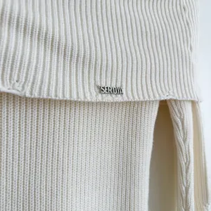 Ser.o.ya | Everleigh‎ Distressed Knit Off-Shoulder Mini Dress in Winter White thumbnail 6