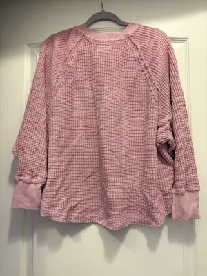 American Eagle Big Hug V-Neck Waffle Sweatshirt Oversized, XS thumbnail 3