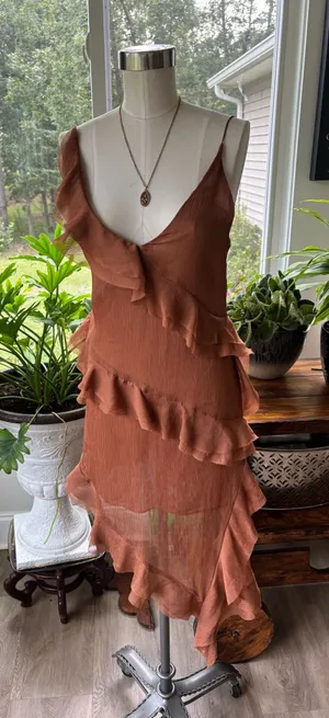 ZARA Brown Dress Midi thumbnail 1