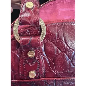 Elaine Turner Red Crocodile Embossed Leather Satchel Handbag Gold Hardware‎ thumbnail 14
