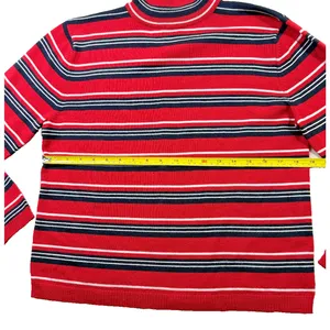 Pendleton Vintage Mock Neck Striped Sweater Women's Size M Red Black thumbnail 6