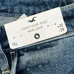 Hollister‎ Women's Cotton Curvy High Rise Mom Distressed Jeans 32 thumbnail 10