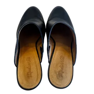 Madewell Black Leather Mule Clogs Stacked Block Heel Slides Size 9.5 Women's thumbnail 4