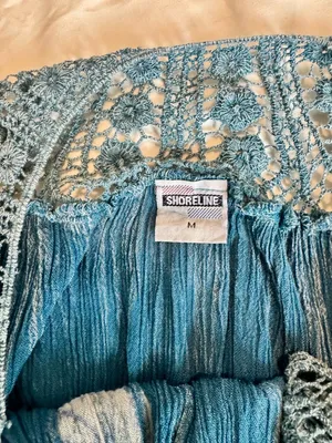 Shoreline Blue Tie-Dye Crochet Trim Sundress Size M thumbnail 6