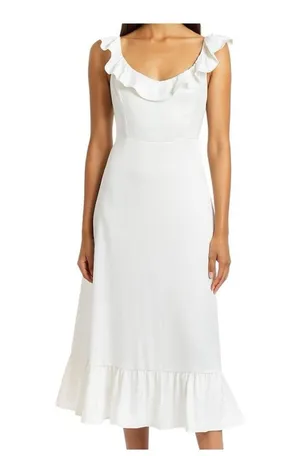 Show Me Your Mumu Alexis Midi Dress in Ivory Luxe Satin size Small thumbnail 1