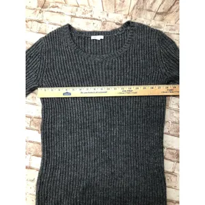 Garnet Hill Sweater Small S Gray GreyCrew Neck Cable Knit‎ Jumper thumbnail 7
